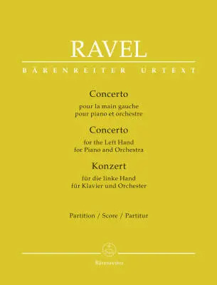 Baerenreiter Verlag - Concerto for the Left Hand for Piano and Orchestra - Ravel - Score, Urtext Edition - Piano, Orchestra