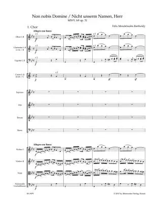 Psalm \'\'Non Nobis Domine\'\' / \'\'Nicht Unserm Namen, Herr\'\' Op. 31 Mwv a 9 - Mendelssohn Bartholdy - Score, Urtext Edition