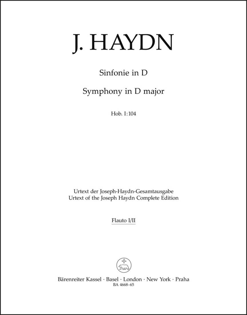 Symphony in D Major Hob.i :104 \'\'London Symphony No. 12\'\' - Haydn - Wind Set, Urtext Edition