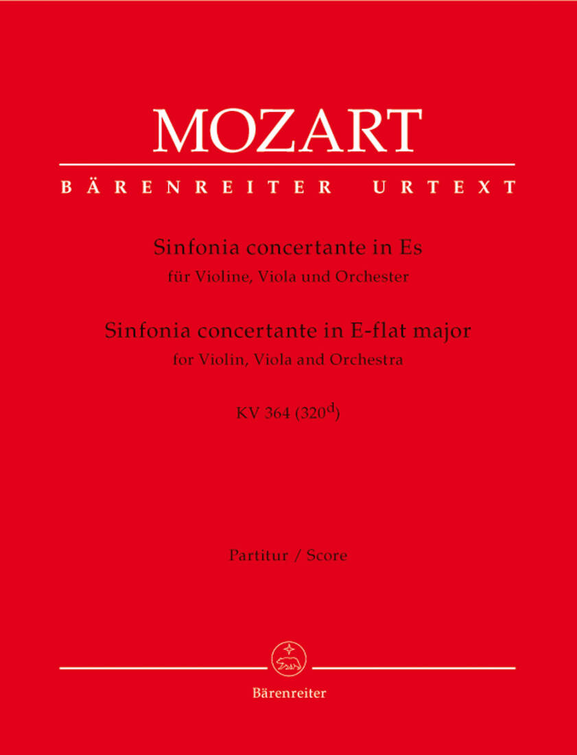 Sinfonia Concertante for Violin, Viola and Orchestra in E-flat Major K. 364 (320d) - Mozart - Score, Urtext Edition - Violin, Viola, Orchestra