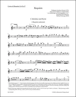 Baerenreiter Verlag - Requiem - Mozart/ Ostrzyga - Wind Set, Urtext Edition