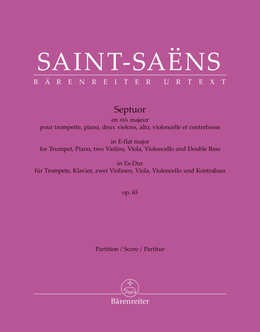 Septuor for Trumpet, Piano, Two Violins, Viola, Violoncello and Double Bass in E-flat Major Op. 65 - Saint-Saens - Score, Urtext Edition - Orchestra