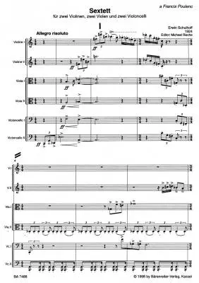 Sextet for Two Violins, Two Violas and Two Violoncellos (1924) - Schulhoff - Score