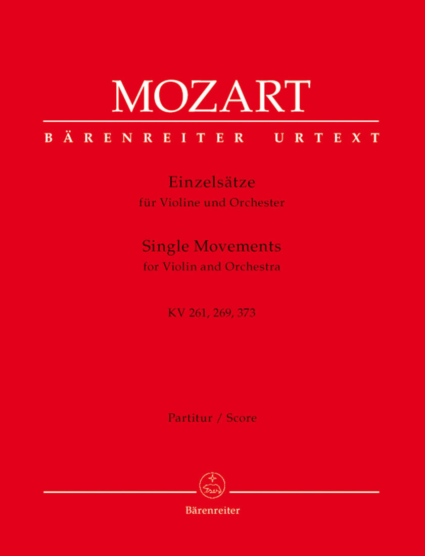 Single Movements for Violin and Orchestra K. 261, 269 (261a), 373 - Mozart - Score, Urtext Edition, Anthology