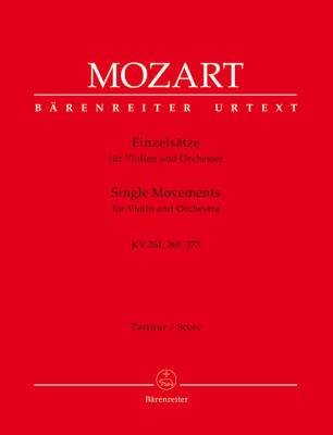 Single Movements for Violin and Orchestra K. 261, 269 (261a), 373 - Mozart - Score, Urtext Edition, Anthology