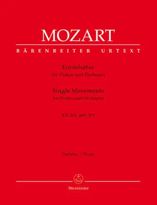 Baerenreiter Verlag - Single Movements for Violin and Orchestra K. 261, 269 (261a), 373 - Mozart - Score, Urtext Edition, Anthology