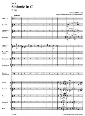 Symphony No. 8 in C Major D 944 \'\'the Great\'\' - Schubert - Score, Urtext Edition - Orchestra
