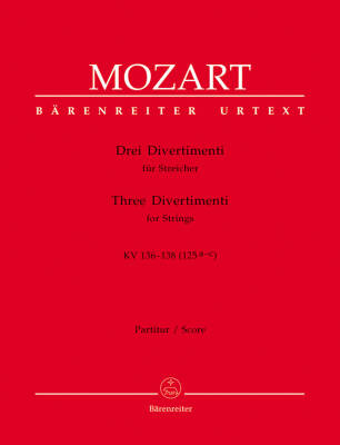 Three Divertimenti for Strings K. 136-138 (125a-c) - Mozart - Score, Urtext Edition, Anthology