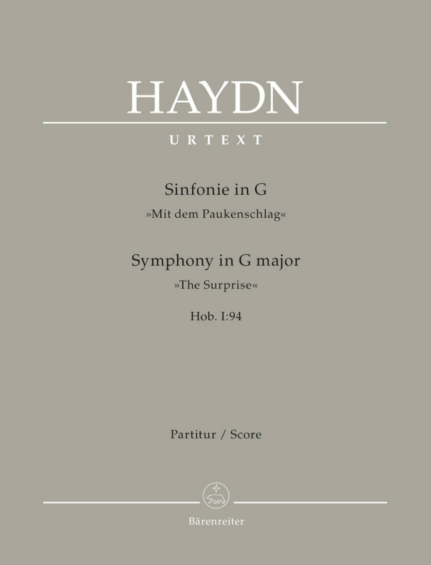 Symphony in G Major Hob. I:94 \'\'the Surprise\'\' - Haydn - Score, Urtext Edition - Orchestra