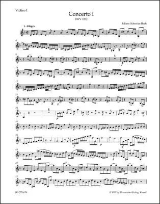 Concerto No. 1 in D Minor BWV 1052 - Bach - Violin I Part, Urtext Edition
