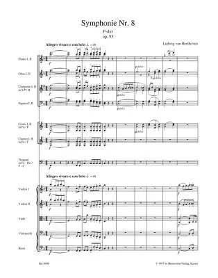 Symphony No. 8 in F Major Op. 93 - Beethoven - Score, Urtext Edition - Orchestra