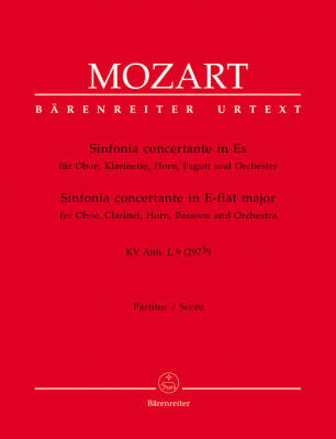 Sinfonia Concertante for Oboe, Clarinet, Horn, Bassoon and Orchestra in E-flat Major K. Anh. I,9 (297b) - Mozart - Score, Urtext Edition