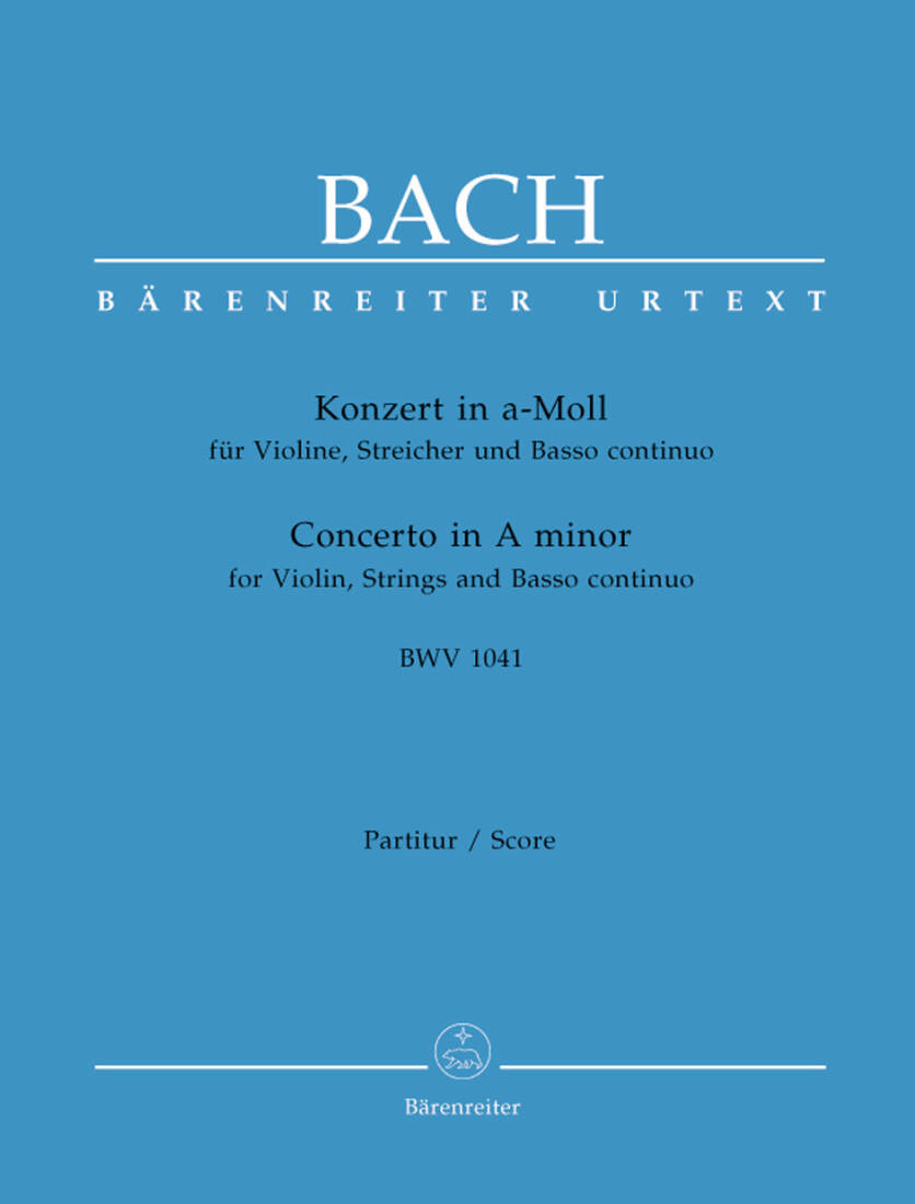 Concerto for Violin, Strings and Basso Continuo in a Minor BWV 1041 - Bach - Score, Urtext Edition - Violin, Viola, Basso Continuo