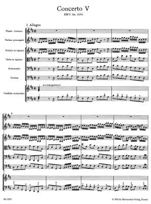 Brandenburg Concerto No. 5 BWV 1050 and BWV 1050a - Bach - Score, Urtext Edition