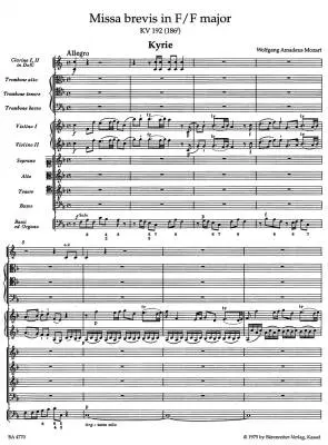 Missa Brevis in F Major K. 192 (186f) - Mozart - Score, Urtext Edition
