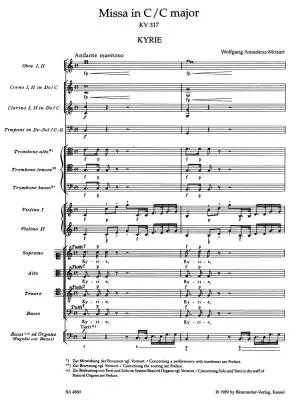 Missa in C Major K. 317 \'\'Coronation Mass\'\' - Mozart - Score, Urtext Edition