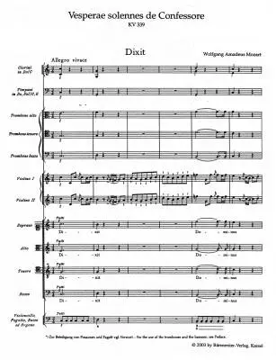 Vesperae Solennes de Confessore K. 339 - Mozart - Score, Urtext Edition