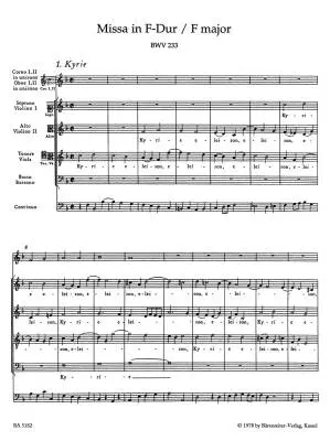 Mass in F Major BWV 233 - Bach - Score, Urtext Edition