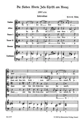 Die Sieben Worte Jesu Christi am Kreuz SWV 478 - Schutz - Score