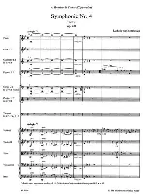 Symphony No. 4 in B-flat Major Op. 60 - Beethoven - Score, Urtext Edition - Orchestra