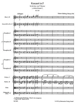 Concerto No. 7 in F Major K. 242 \'\'Lodron Concerto\'\' - Mozart - Score