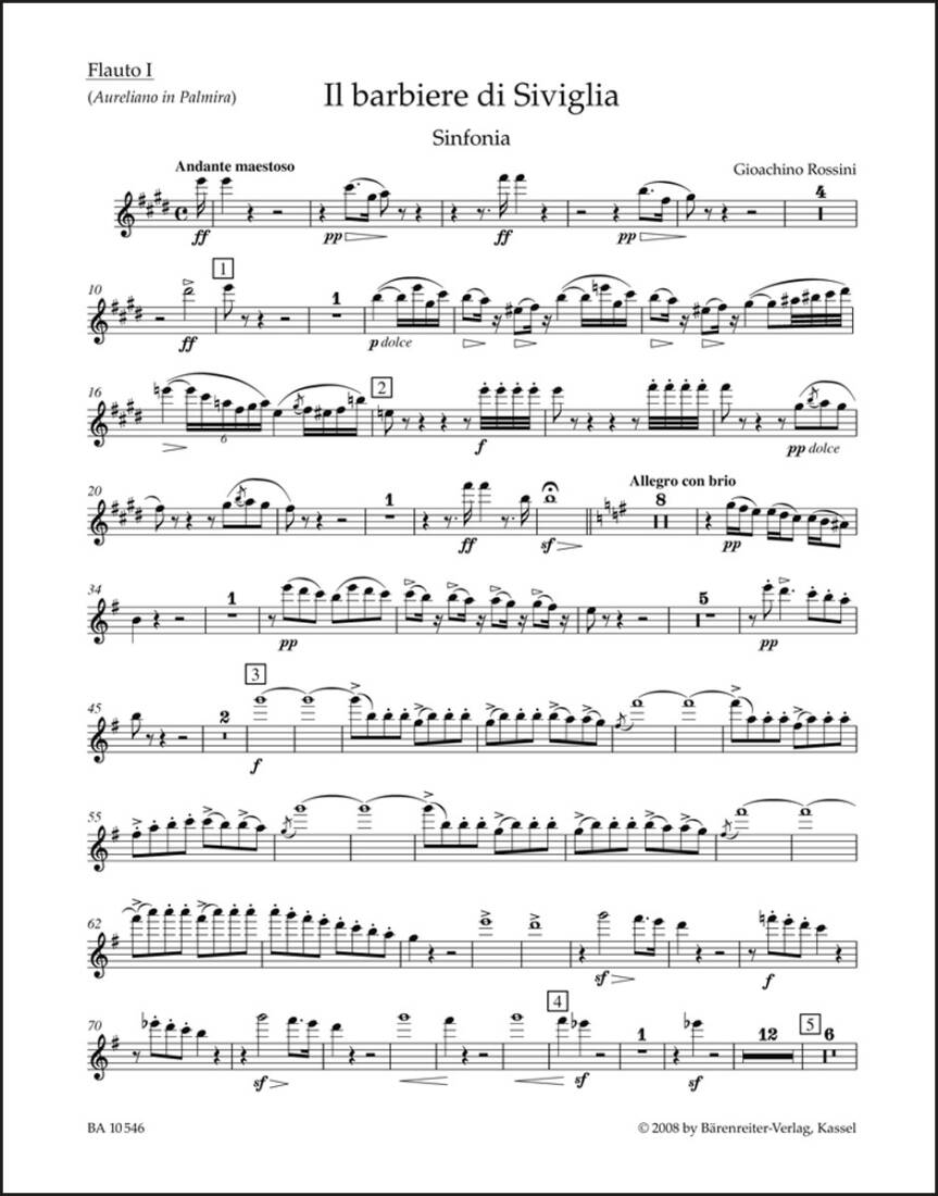 Il Barbiere Di Siviglia (der Barbier von Sevilla). Sinfonia (Ouverture) - Rossini - Wind Set, Urtext Edition