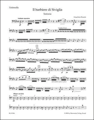Il Barbiere Di Siviglia (der Barbier von Sevilla). Sinfonia (Ouverture) - Rossini - Cello Part, Urtext Edition