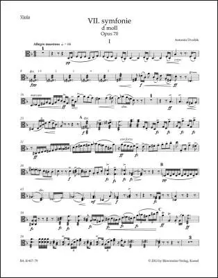 Baerenreiter Verlag - Symphony No. 7 in D Minor Op. 70 - Dvorak - Viola Part, Urtext Edition