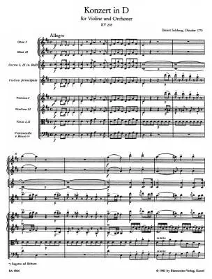 Concerto for Violin and Orchestra No. 4 in D Major K. 218 - Mozart - Score, Urtext Edition - Violin, Orchestra
