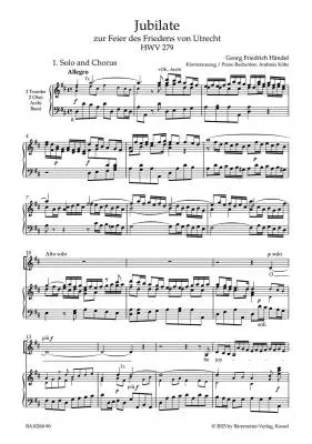 Jubilate for the Celebration of the Peace of Utrecht HWV 279 - Handel - Vocal Score - Soloists/Choir/Orchestra