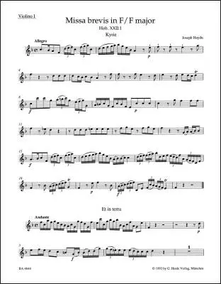 Missa Brevis in F Major Hob. XXII:1 - Haydn - Violin I Part, Urtext Edition