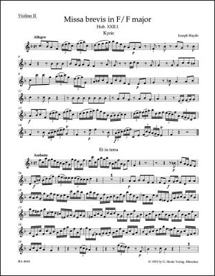 Missa Brevis in F Major Hob. XXII:1 - Haydn - Violin II Part, Urtext Edition