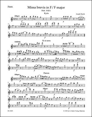 Missa Brevis in F Major Hob. XXII:1 - Haydn - Wind Set, Urtext Edition
