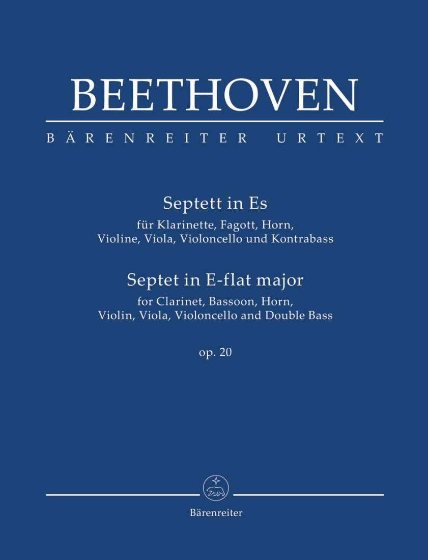 Septet for Clarinet, Bassoon, Horn, Violin, Viola, Violoncello and Double Bass in E-flat Major Op. 20 - Beethoven - Study Score, Urtext Edition