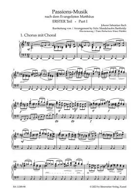 Passion Music After the Evangelist Matthew - Bach - Vocal Score - Soloists, Mixed Choir, Orchestra