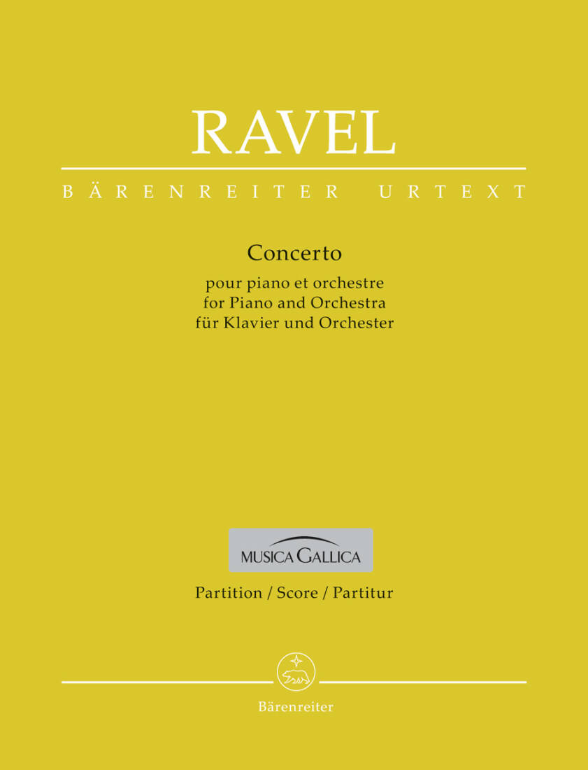 Concerto for Piano and Orchestra - Ravel - Score, Urtext Edition - Piano, Orchestra