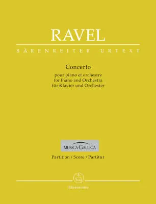 Baerenreiter Verlag - Concerto for Piano and Orchestra - Ravel - Score, Urtext Edition - Piano, Orchestra