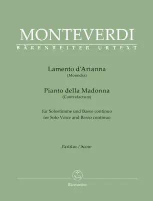 Baerenreiter Verlag - Lamento dArianna (Monodia) Pianto Della Madonna - Monteverdi - Voice/Basso Continuo - Book