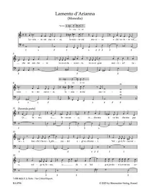Lamento d\'Arianna (Monodia) Pianto Della Madonna - Monteverdi - Voice/Basso Continuo - Book