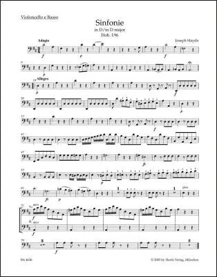 Symphony in D Major Hob. I:96 \'\'the Miracle\'\' - Haydn/ Salomon - Cello/Double Bass Part, Urtext Edition