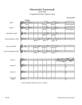 Masonic Funeral Music K. 477 (479a) - Mozart - Score, Urtext Edition - Orchestra