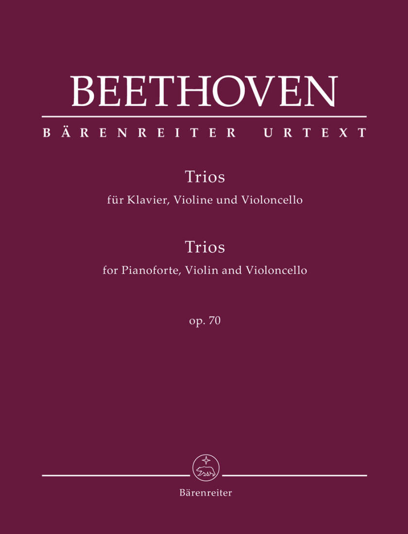Trios for Pianoforte, Violin and Violoncello Op. 70 - Beethoven - Score, Set of Parts, Urtext Edition - Piano, Violin, Violoncello