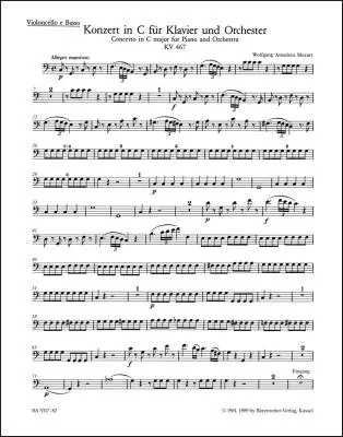 Concerto No. 21 in C Major K. 467 - Mozart - Cello Part