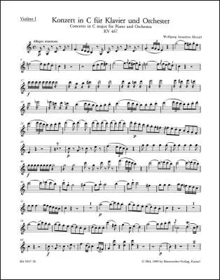 Concerto for Piano and Orchestra No. 21 in C Major K. 467 - Mozart - Violin I Part