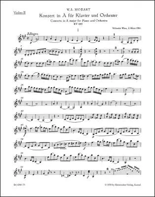 Concerto No. 23 in a Major K. 488 - Mozart - Violin II Part