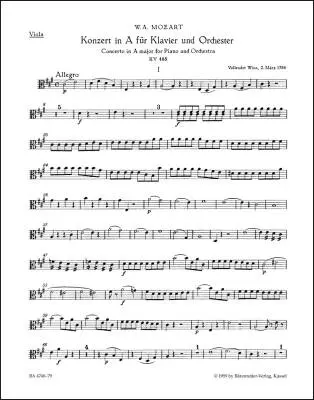 Concerto No. 23 in a Major K. 488 - Mozart - Viola Part