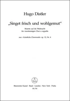 Baerenreiter Verlag - Singet Frisch und Wohlgemut for Four-part Choir Op. 12/4 - Distler - Choral Score - Choir