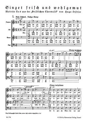 Singet Frisch und Wohlgemut for Four-part Choir Op. 12/4 - Distler - Choral Score - Choir