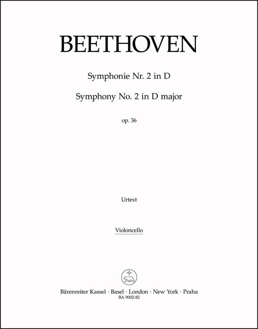 Symphony No. 2 in D Major Op. 36 - Beethoven - Cello Part, Urtext Edition