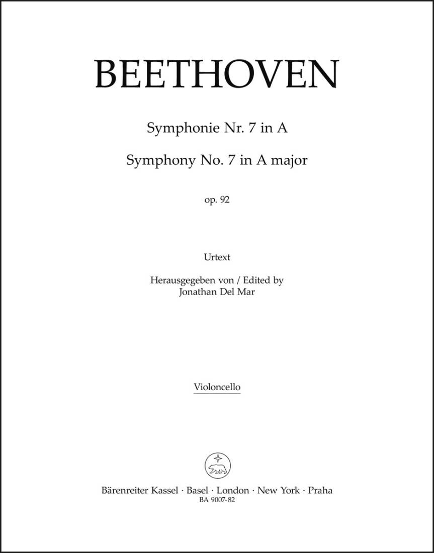 Symphony No. 7 in a Major Op. 92 - Beethoven - Cello Part, Urtext Edition